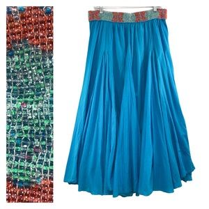 Sandy Starkman Full Godet Beaded Boho Gypsy Skirt